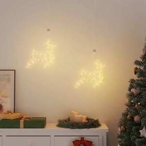 Luzes de Natal Silhueta de rena 2 pcs 35 LEDs branco quente