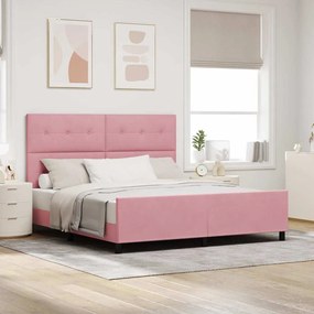 vidaXL Cama Box com cabeceira Rosa 180 x 200 cm Veludo