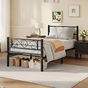 Estrutura de cama individual 90 x 190 cm em Metal (SEM colchão) Preta