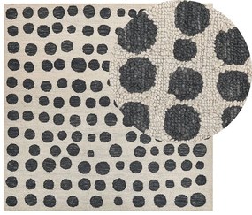 Tapete de lã creme e preto 200 x 200 cm HAVRAN Beliani