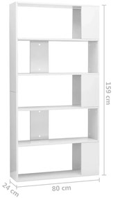 Estante/divisória 80x24x159 cm branco brilhante