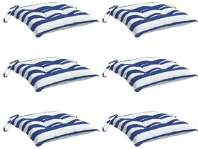 Almofadões p/ cadeira 6pcs 40x40x7 cm tecido riscas azul/branco