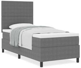 Cama Box Spring com Colchão Cinza Claro 80x200 cm Tecido de corduroy