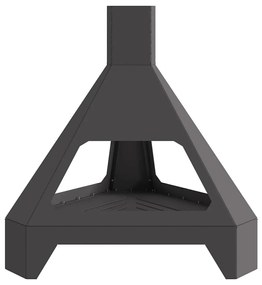 Fire Pit com Chaminé Preto 50x43x52 cm Aço