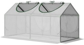 Outsunny Estufa 119x60x60cm Estufa de Jardim com 2 Janelas Enroláveis para Cultivo de Plantas Verduras Flores Branco Translúcido