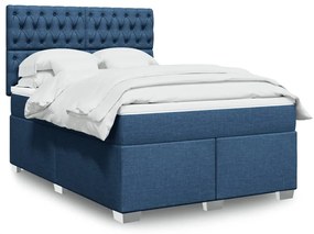 Cama com molas/colchão 140x200 cm tecido azul