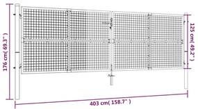 Portão de jardim em aço galvanizado 415x175 cm prateado