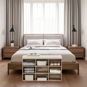 Sapateira com assento almofadado 30,4 x 78,6 x 48,1 cm castanho