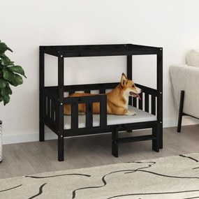 vidaXL Cama para cães 95,5x73,5x90 cm madeira de pinho maciça preto