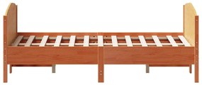 Cama sem colchão 140x200 cm madeira pinho maciça castanho-mel