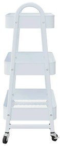 Carrinho de arrumação com 3 níveis 42x41,5x77 cm aço branco