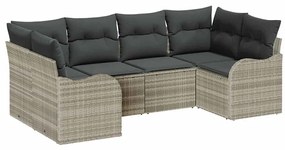 Conjunto de Sofá de Jardim vidaXL de 6 Peças com Almofadas Cinza Claro