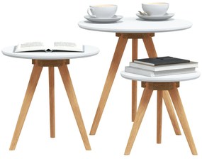 Conjunto de Mesas de Café vidaXL em Madeira Sólida de Noz e Madeira de