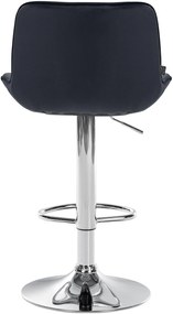 Banco alto em veludo com estrutura prateada 85-106 x 49 x 51 cm preto