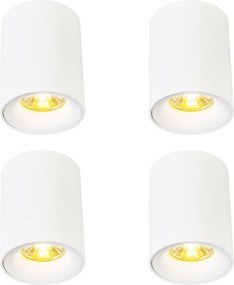 Conjunto de 4 focos de superfície modernos brancos GU10 50mm - Ronda