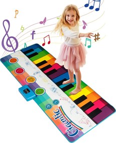 Tapete musical dobrável com fundo antiderrapante para crianças a partir dos 3 anos, 181 x 73 cm, multicolorido