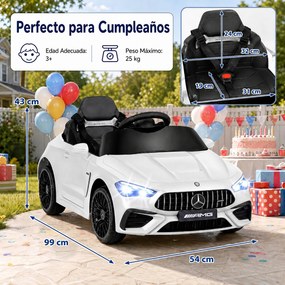 Carrinho Elétrico Infantil 2 a 5 anos até 25 kg, 99 x 54 x 43 cm, Comando à Distância, Branco