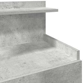 Mesa de cabeceira com 2 gavetas cinza concreto 40x36,5x62 cm