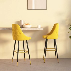 vidaXL Bancos de bar 2 pcs veludo amarelo mostarda
