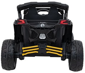 Carro elétrico para Crianças 24V 4x4 4 motores 200W ATV CAN-AM Maverick Rodas Espuma EVA, assento couro ecológico Carga até 30 kg Amarelo