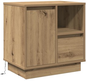 vidaXL Criado-mudo com LED Carvalho Artesanal 50x34,5x50 cm