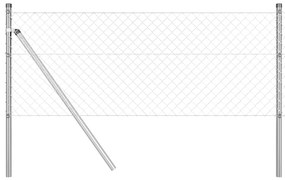 Conjunto de Postes de Cerca Prateado 0.6 x 10 m Aço galvanizado