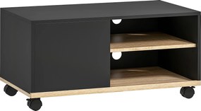HOMCOM Móvel de TV com Rodas para Televisores até 42 Polegadas com 1 Porta 2 Compartimentos Abertos Prateleira 80x45x41 cm Preto | Aosom Portugal