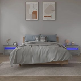 vidaXL Mesas de cabeceira com LEDs 2 pcs 60x35x40 cm sonoma cinza