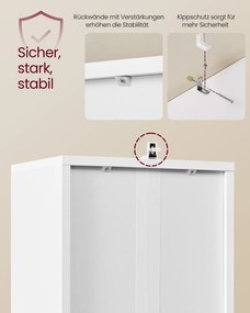 Estante com 5 prateleiras e porta, 31,8 x 24 x 145,9 cm Branco