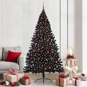 vidaXL Árvore de Natal Artificial Pré-iluminada Preto 210 cm PVC