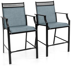 Conjunto de 2 bancos de bar resistentes com apoio para os pés e braços - Café