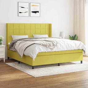 vidaXL Cama com molas/colchão 180x200 cm tecido verde