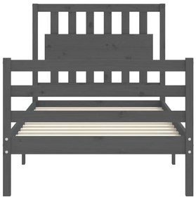 Estrutura de cama com cabeceira 90x200 cm madeira maciça cinza