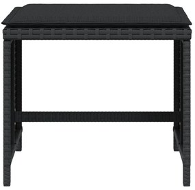 Bancos de jardim com almofadões 4 pcs 41x41x36 cm vime PE preto