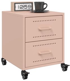 vidaXL Mesas de cabeceira 2 pcs 36x39x43,5 cm aço rosa