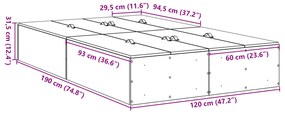 Cama de Armazenamento vidaXL Cinza Concreto 120x190 cm