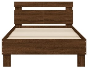 Estrutura cama cabeceira/luzes LED 100x200 cm carvalho castanho