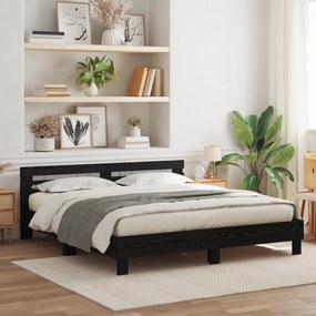 Estrado de Cama de Madeira Carvalho preto Madeira sólida