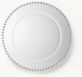 Prato de vidro com decoração no rebordo Perloa