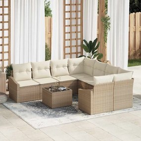 vidaXL Conjunto de Sofá de Jardim com Almofadas Bege Rattan Poliéster