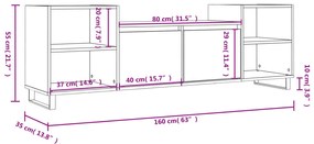 Móvel de TV 160x35x55 cm derivados de madeira branco brilhante