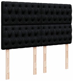 Cama com molas/colchão 160x200 cm tecido preto