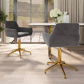vidaXL Cadeiras de jantar giratórias 2 pcs veludo cinzento-escuro