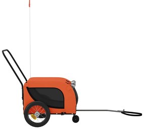 Reboque bicicleta p/ animais tecido oxford/ferro laranja/preto