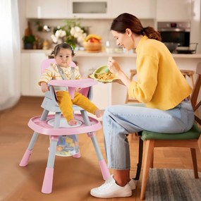 Cadeira alta Refeição conversível para bebés 16 em 1 com bandeja removível e arnês de 5 pontos Assento elevatório Mesa para blocos de construção Rosd