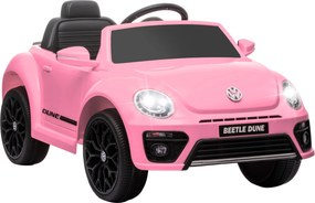 AIYAPLAY Carro Elétrico para Crianças Carro Elétrico Infantil Volkswagen Beetle com Bateria 12V Faróis Buzina e Música 97x56,5x46 cm Rosa | Aosom Portugal