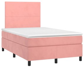 Cama boxspring com colchão 120x200 cm veludo rosa