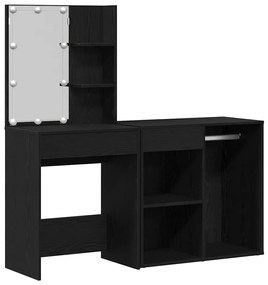 Toucador com LED e Gabinete Carvalho Preto Madeira Engenheirada