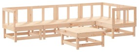 6 pcs conjunto lounge jardim c/ almofadões madeira maciça