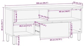 Armário para TV vidaXL 100x33,5x46 cm Madeira Maciça de Acácia
